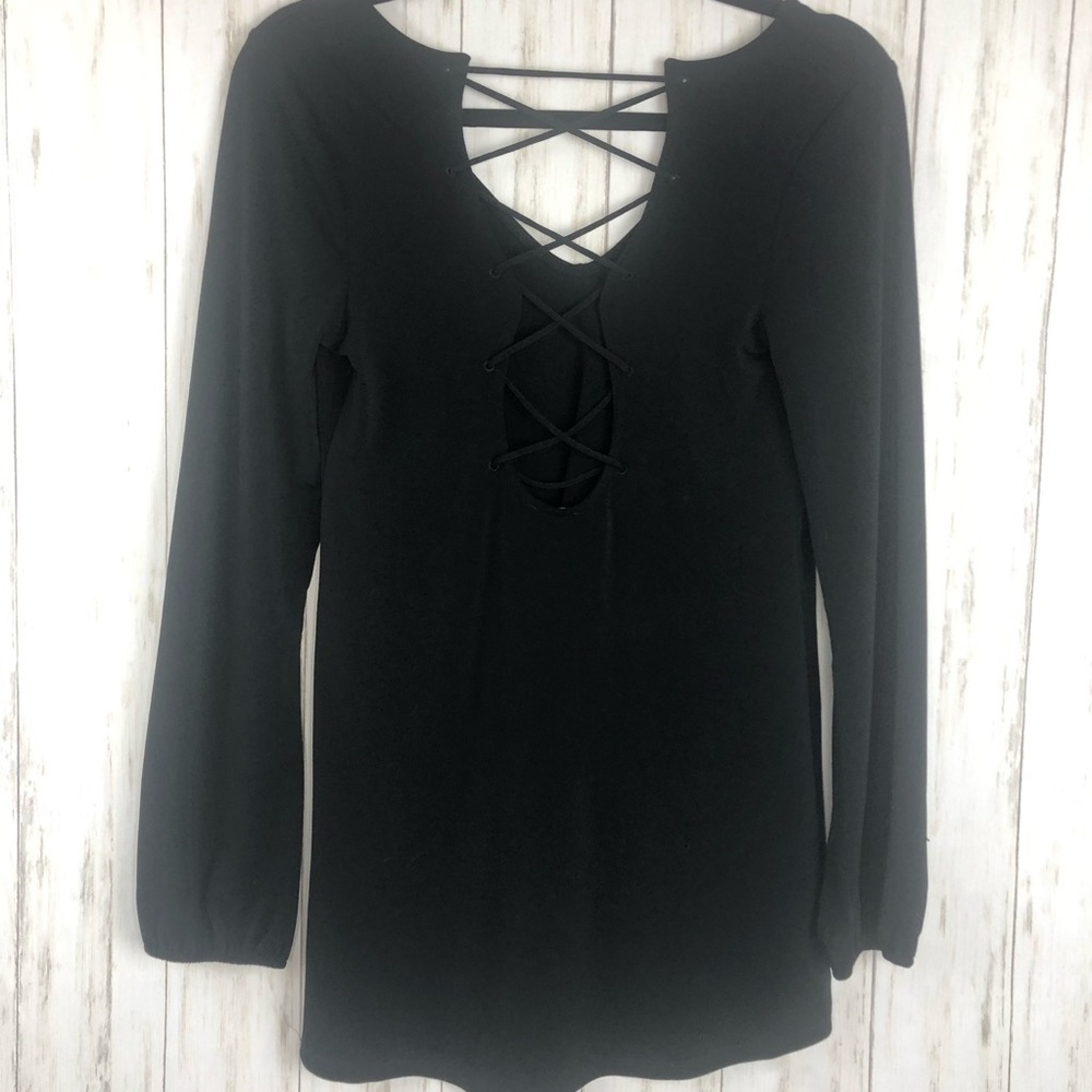 Express black lace back top